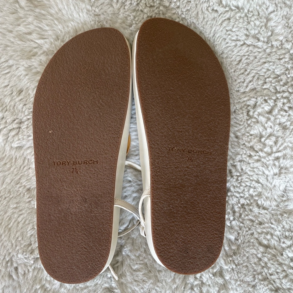 Tory Burch White Sandals with Gold Discs - Picture 4 of 4